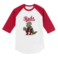 White/Red Cincinnati Reds Tiny Turnip Youth Triceratops 3/4-Sleeve Raglan T-Shirt