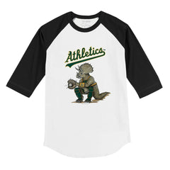 White/Black Athletics Tiny Turnip Youth Triceratops 3/4-Sleeve Raglan T-Shirt
