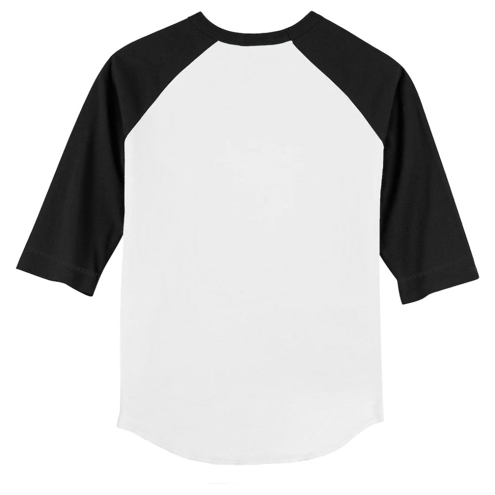 White/Black Athletics Tiny Turnip Youth Triceratops 3/4-Sleeve Raglan T-Shirt