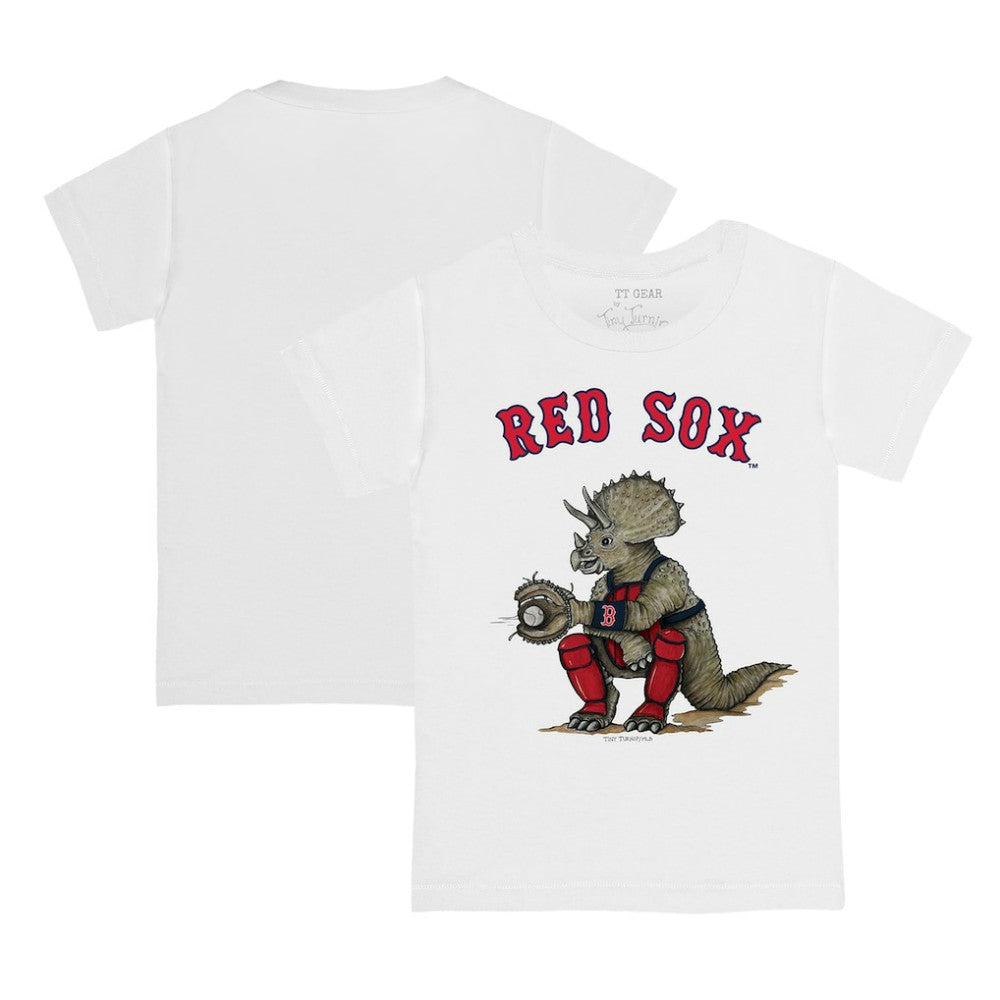 White Boston Red Sox Tiny Turnip Youth Triceratops T-Shirt