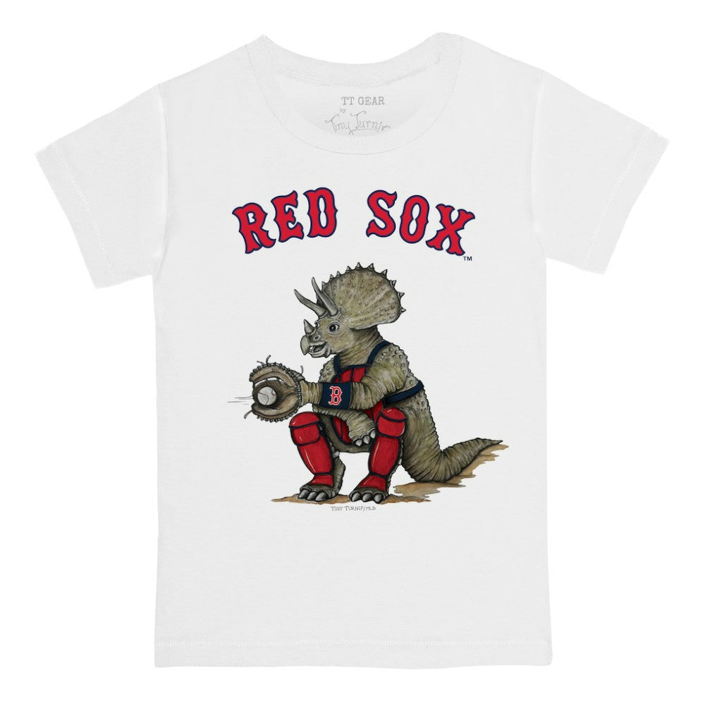 White Boston Red Sox Tiny Turnip Youth Triceratops T-Shirt