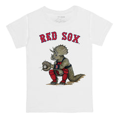 White Boston Red Sox Tiny Turnip Youth Triceratops T-Shirt