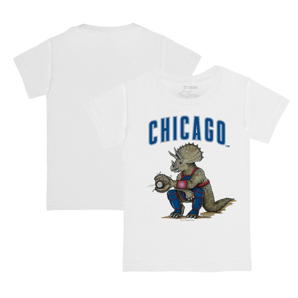 White Chicago Cubs Tiny Turnip Youth Triceratops T-Shirt