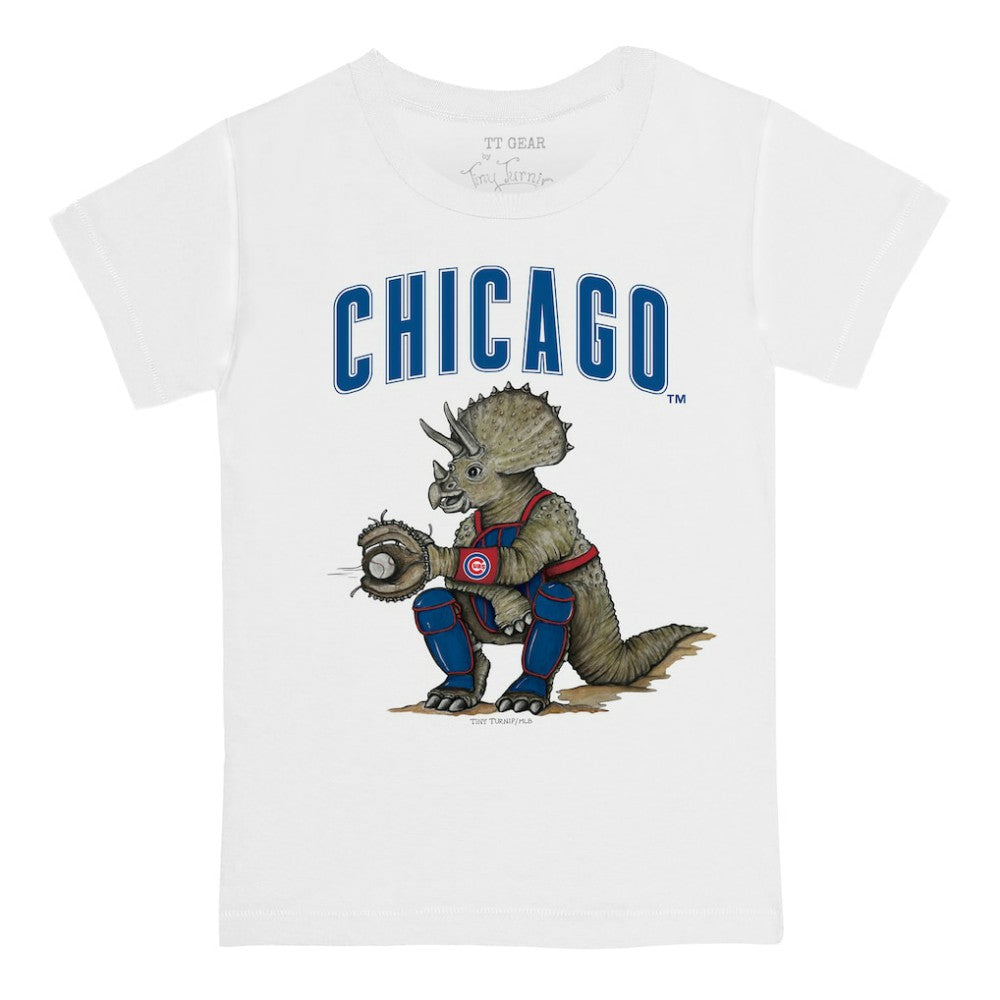 White Chicago Cubs Tiny Turnip Youth Triceratops T-Shirt