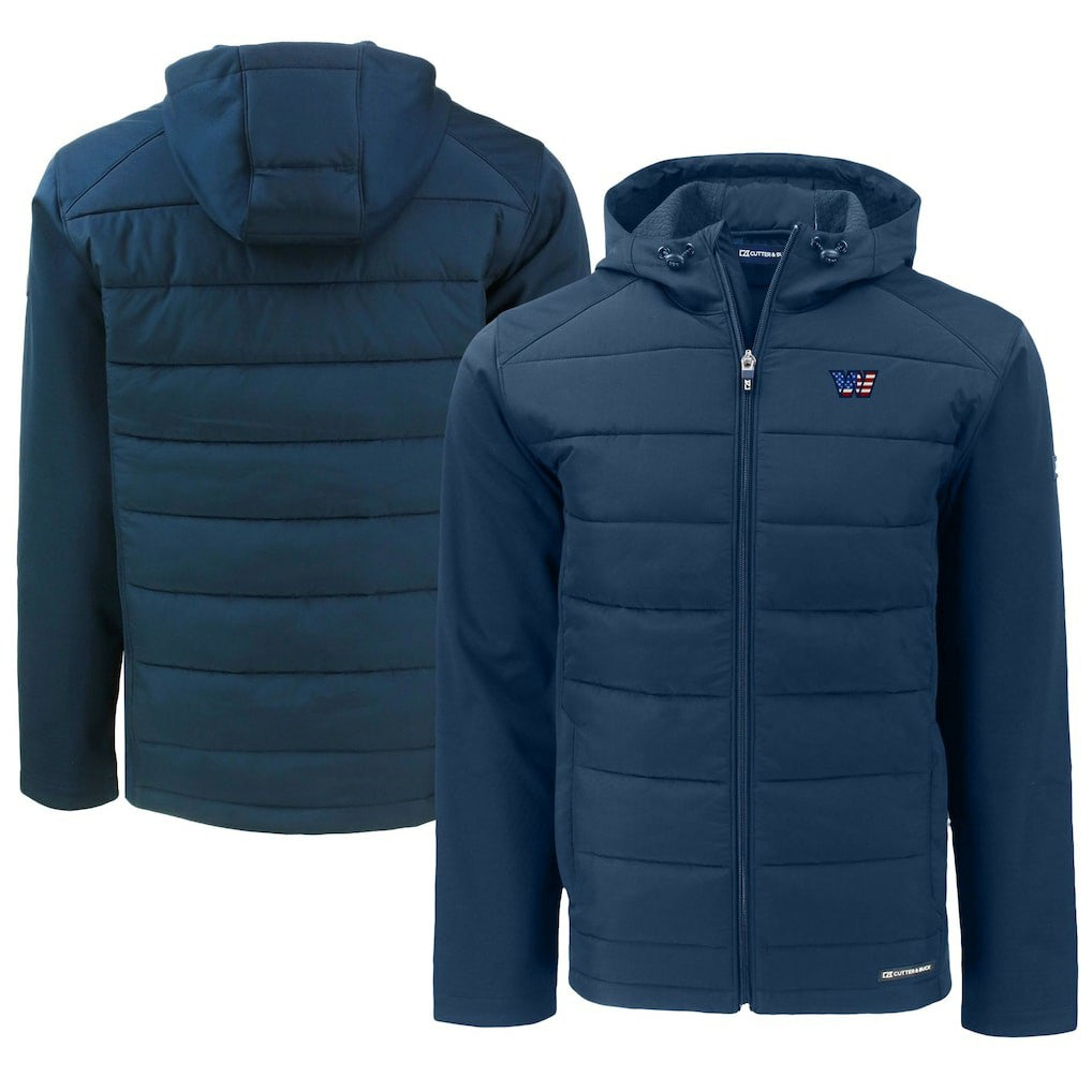 Cutter & Buck Big & Tall Americana Evoke Hybrid Eco Softshell Recycled Full-Zip Hooded Jacket - Washington Commanders Jackets