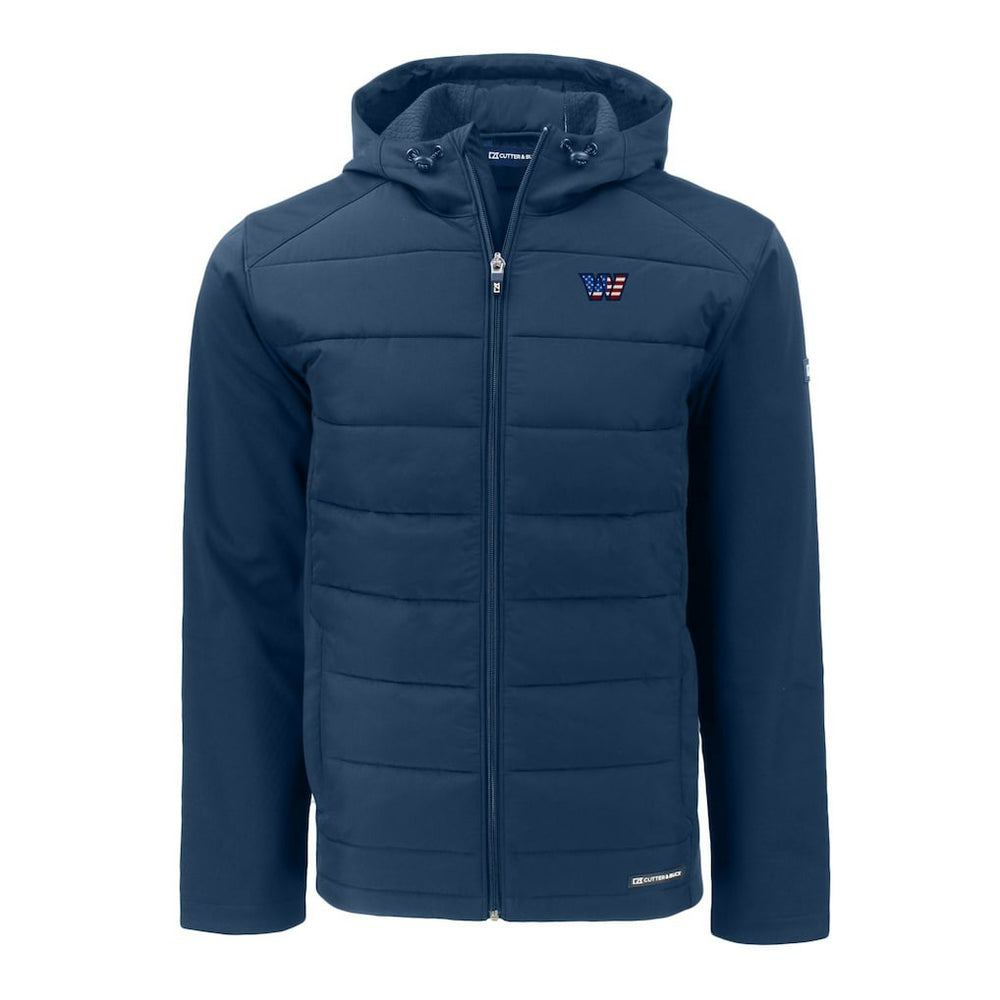 Cutter & Buck Big & Tall Americana Evoke Hybrid Eco Softshell Recycled Full-Zip Hooded Jacket - Washington Commanders Jackets