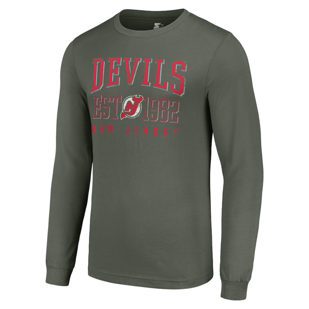 NHL New Jersey Devils Starter Retro Graphic Long Sleeve Crew T-Shirt