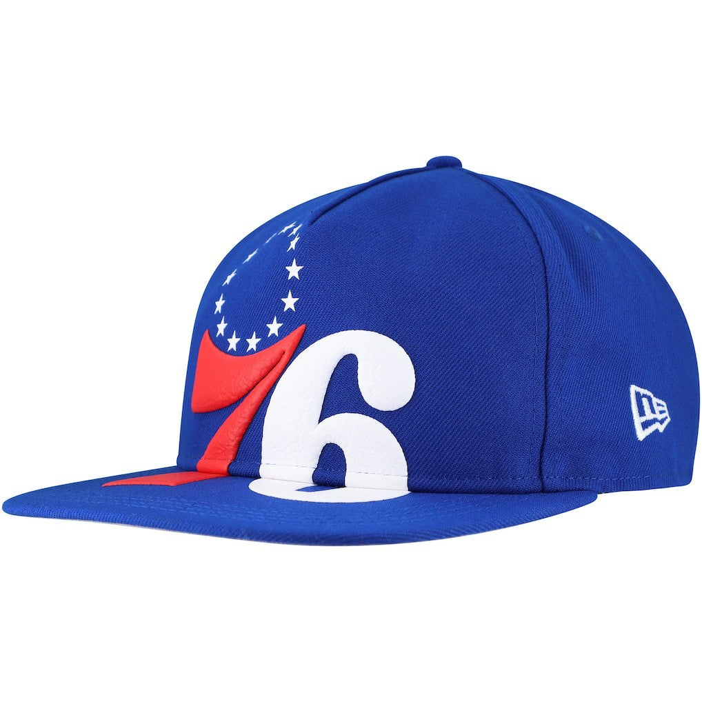 New Era Philadelphia 76ers Oversized Puff Print Logo Golfer Snapback Hat
