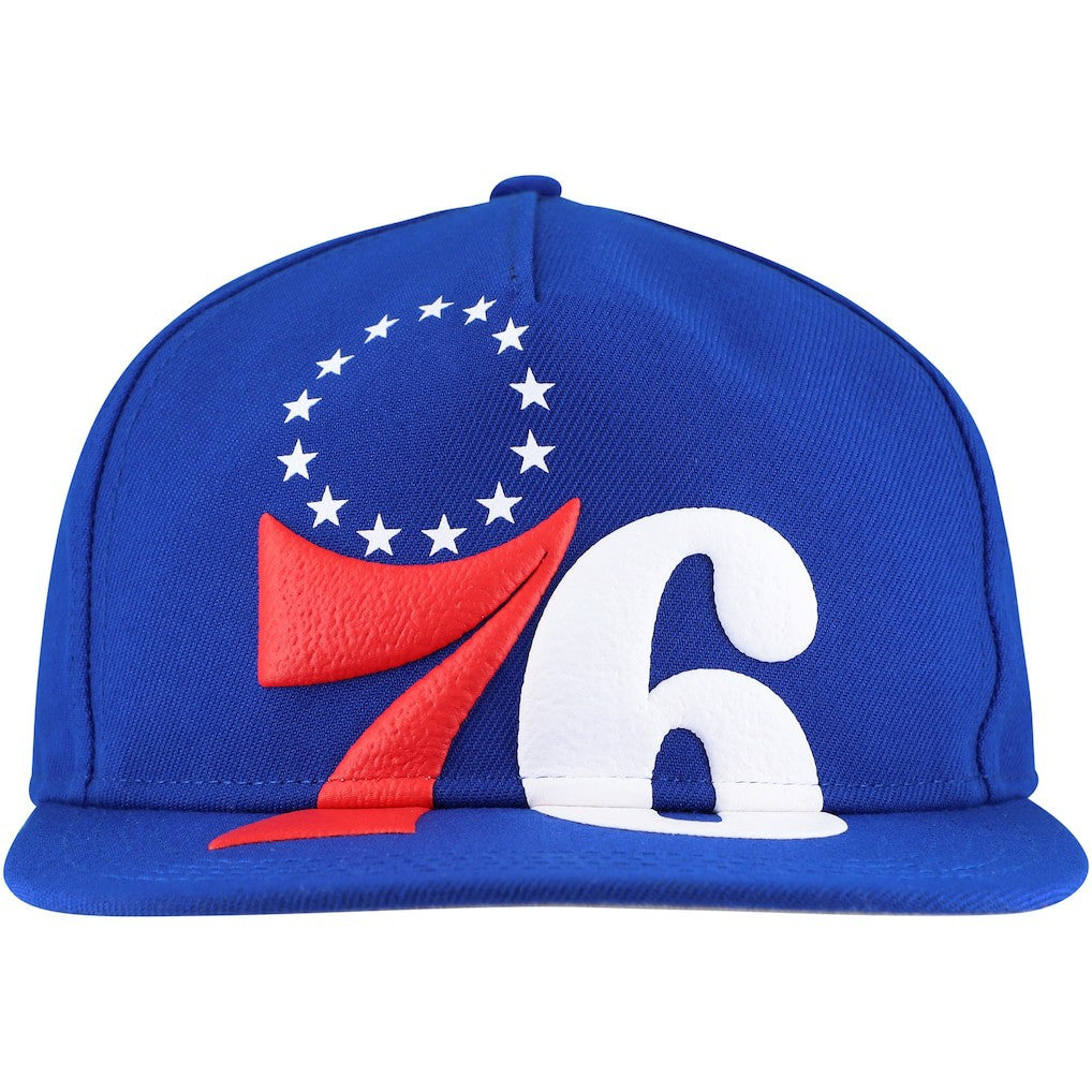 New Era Philadelphia 76ers Oversized Puff Print Logo Golfer Snapback Hat