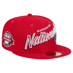 Red Washington Nationals New Era Script Sided 59FIFTY Fitted Hat
