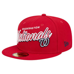 Red Washington Nationals New Era Script Sided 59FIFTY Fitted Hat