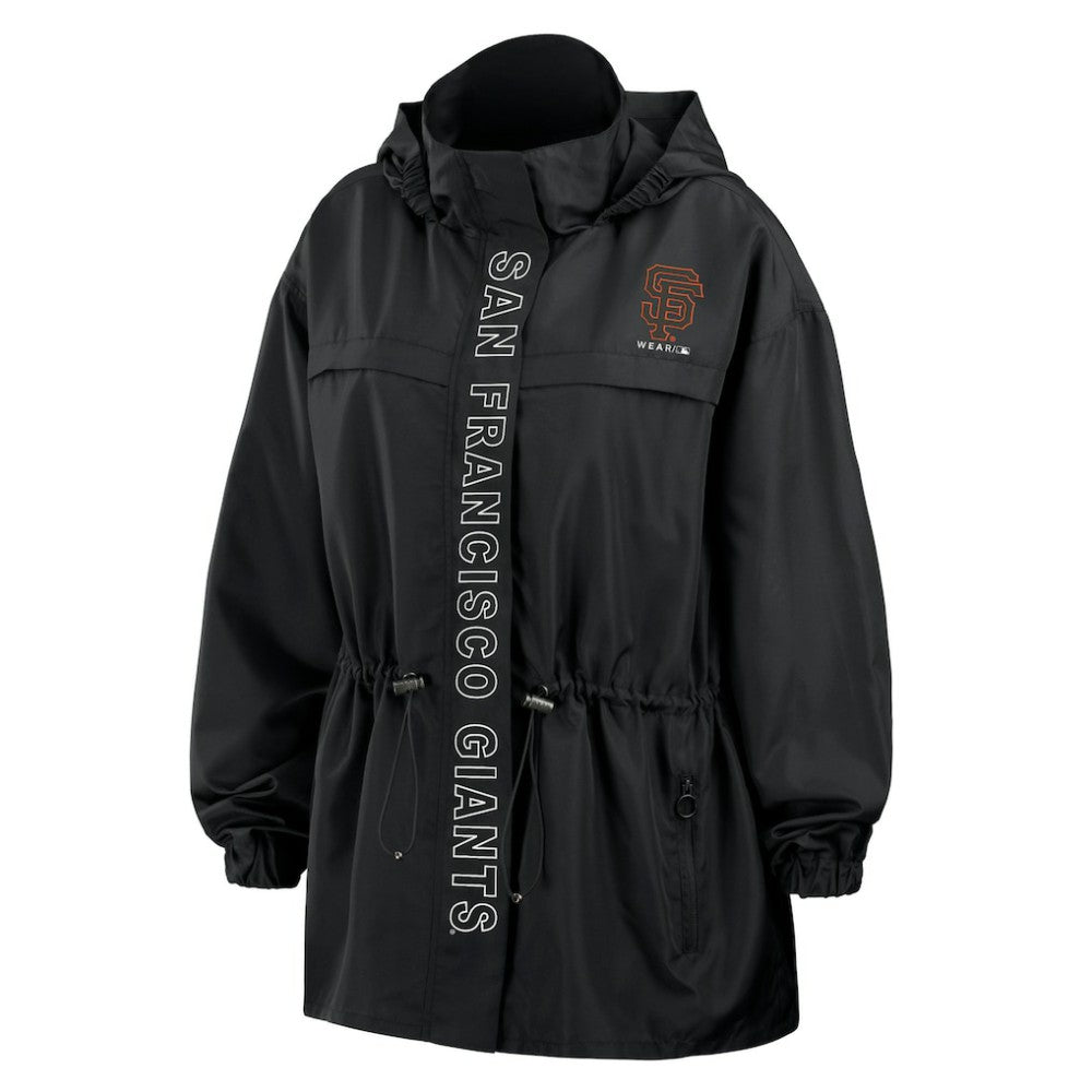 Black San Francisco Giants WEAR by Erin Andrews Women's Full-Zip Windbreaker Hoodie Jacket