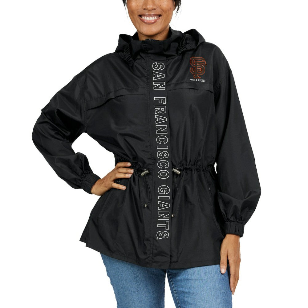 Black San Francisco Giants WEAR by Erin Andrews Women's Full-Zip Windbreaker Hoodie Jacket