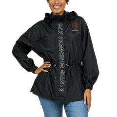 Black San Francisco Giants WEAR by Erin Andrews Women's Full-Zip Windbreaker Hoodie Jacket