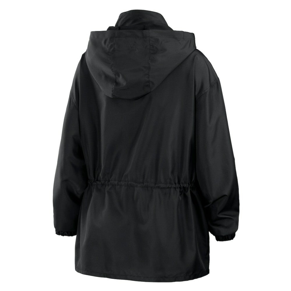 Black Atlanta Braves WEAR by Erin Andrews Women's Full-Zip Windbreaker Hoodie Jacket