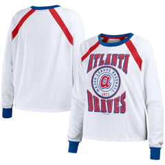 White Atlanta Braves WEAR by Erin Andrews Women's Raglan Long Sleeve T-Shirt