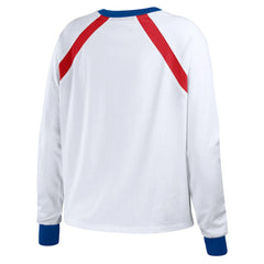 White Atlanta Braves WEAR by Erin Andrews Women's Raglan Long Sleeve T-Shirt
