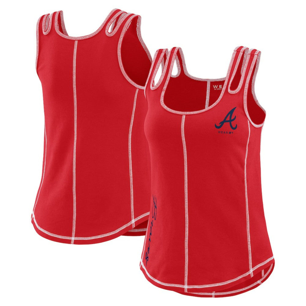 Red Atlanta Braves WEAR by Erin Andrews Women's Contrast Stitch Tank Top