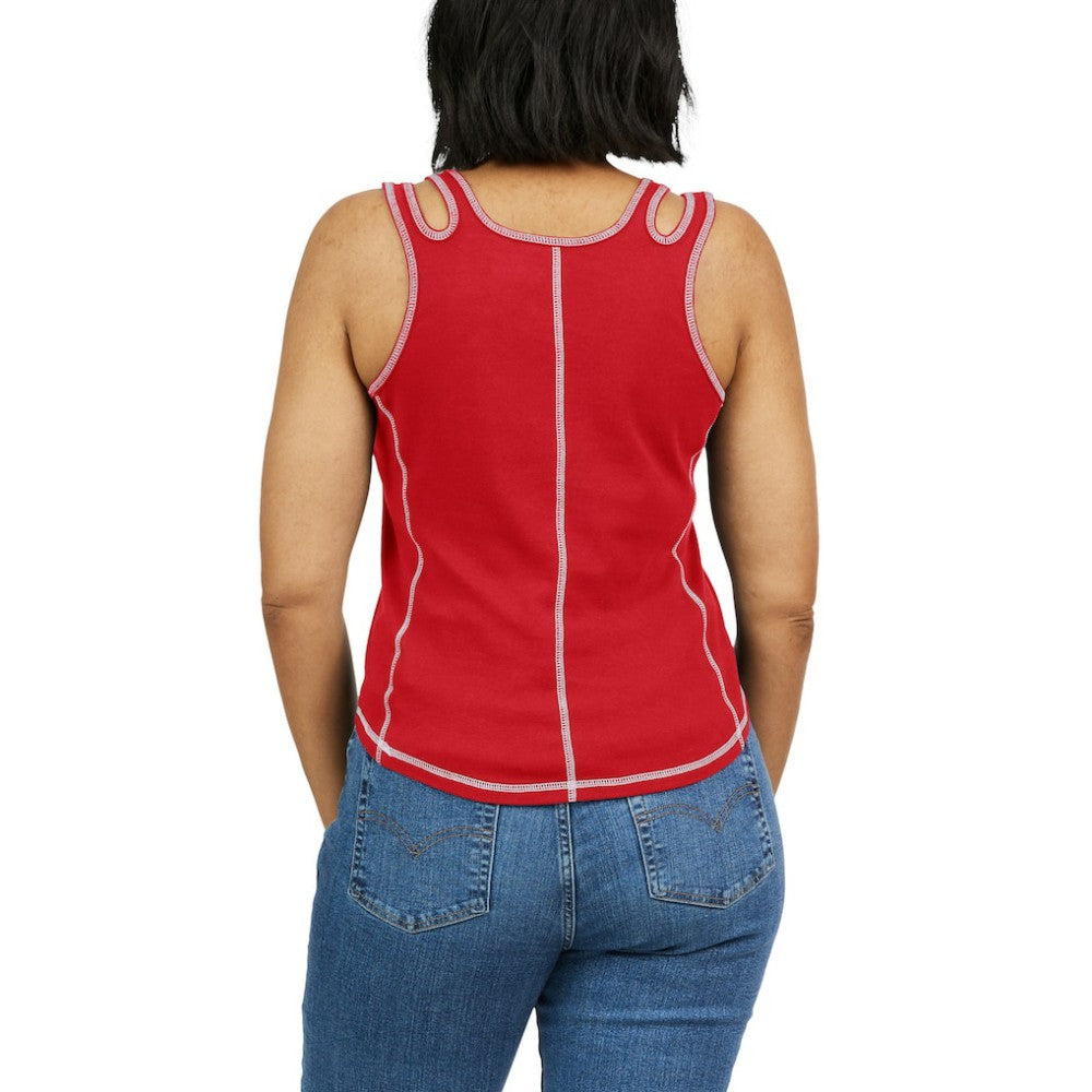 Red Atlanta Braves WEAR by Erin Andrews Women's Contrast Stitch Tank Top