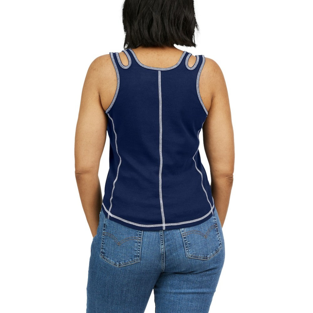 Navy Boston Red Sox WEAR by Erin Andrews Women's Contrast Stitch Tank Top