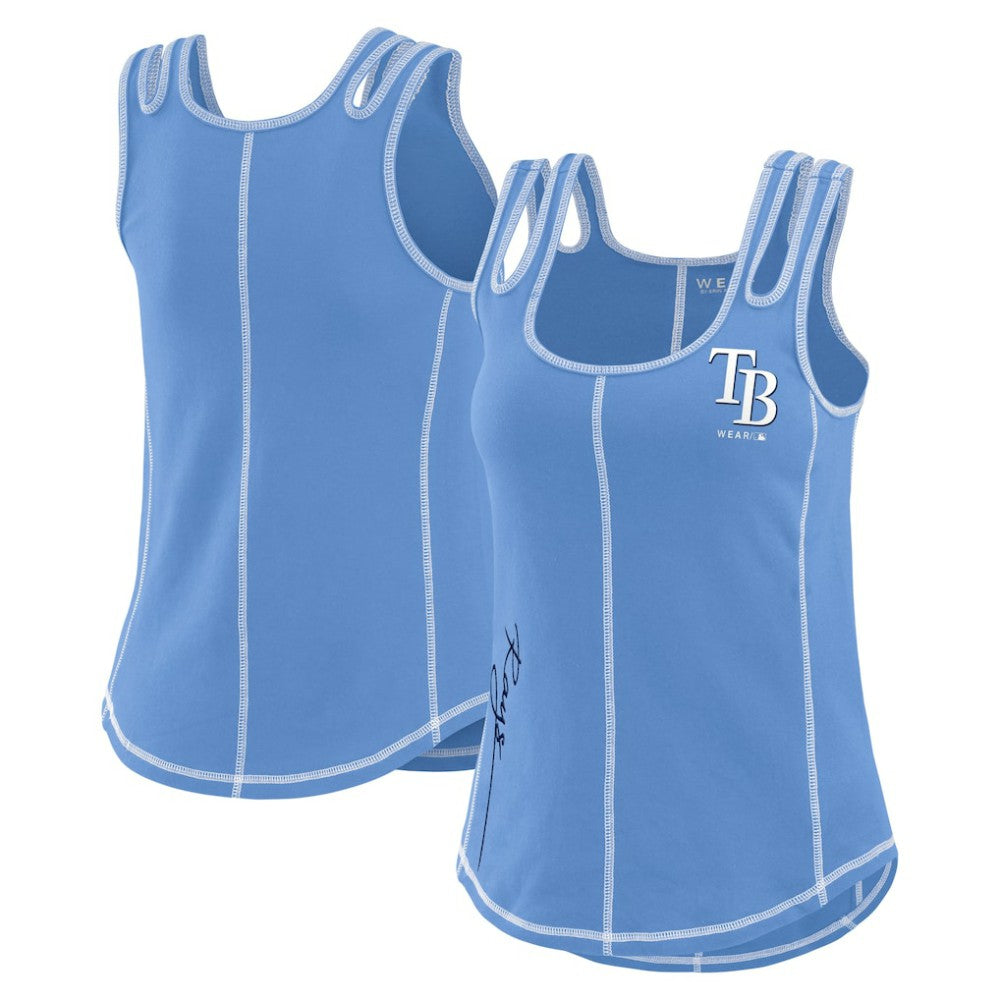 Light Blue Tampa Bay Rays WEAR by Erin Andrews Women's Contrast Stitch Tank Top
