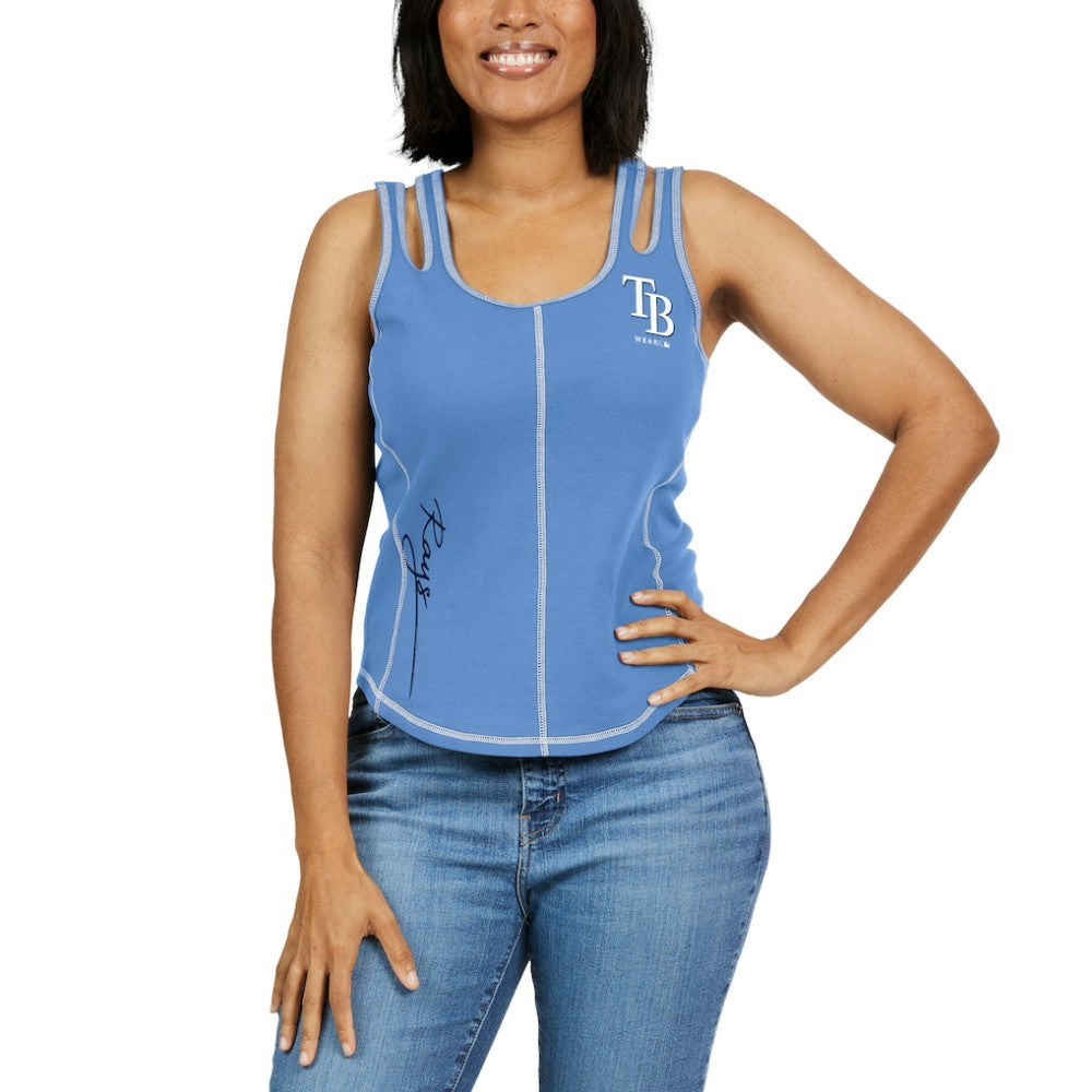 Light Blue Tampa Bay Rays WEAR by Erin Andrews Women's Contrast Stitch Tank Top