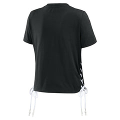 Black Chicago White Sox WEAR by Erin Andrews Women's Side Lace-Up Cropped T-Shirt