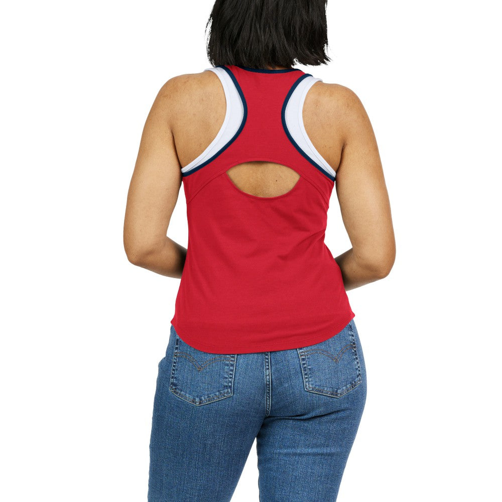 Red Los Angeles Angels WEAR by Erin Andrews Women's Colorblock Racerback Tank Top