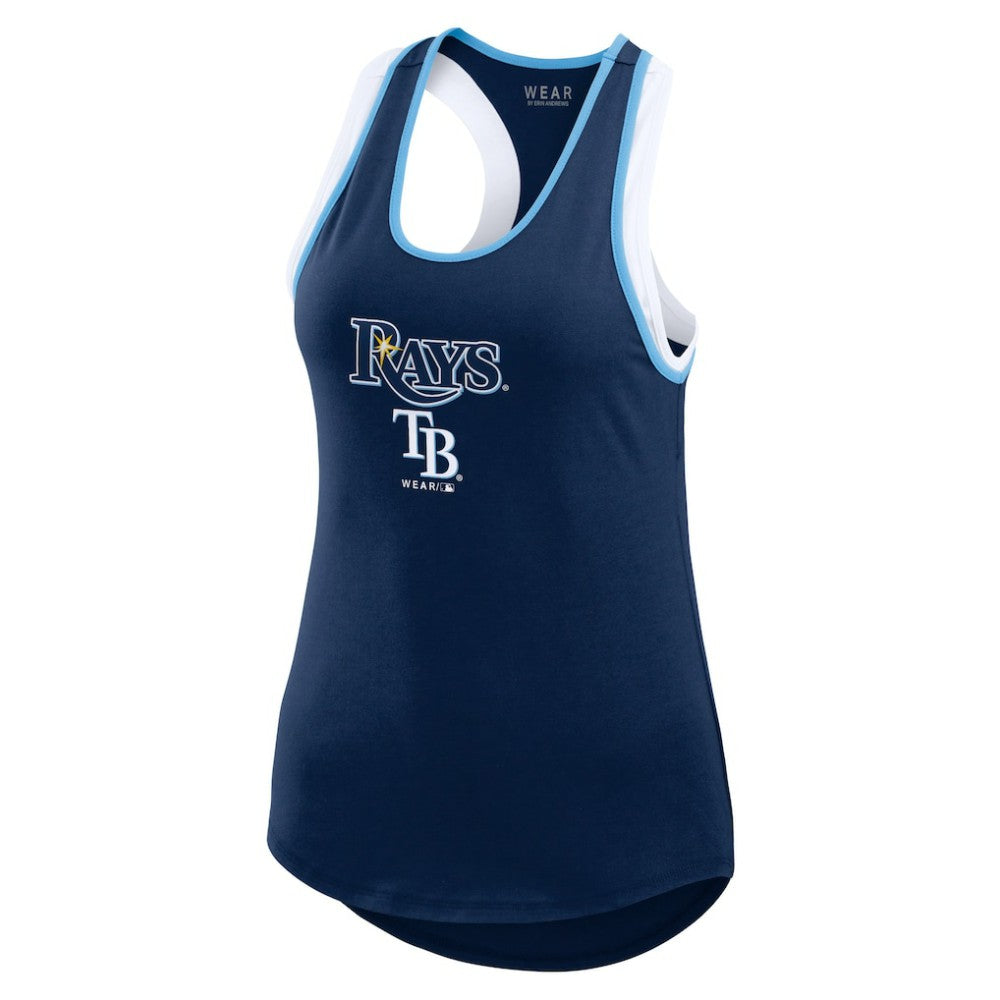 Navy Tampa Bay Rays WEAR by Erin Andrews Women's Colorblock Racerback Tank Top