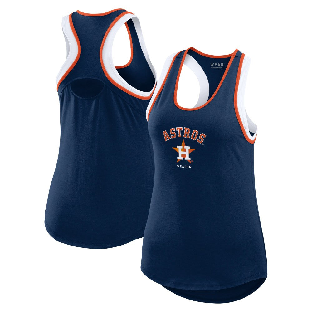 Navy Houston Astros WEAR by Erin Andrews Women's Colorblock Racerback Tank Top