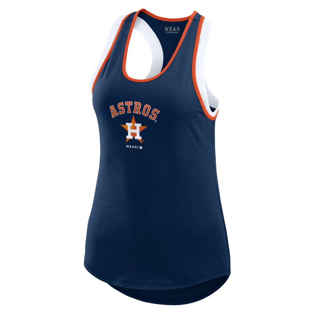 Navy Houston Astros WEAR by Erin Andrews Women's Colorblock Racerback Tank Top