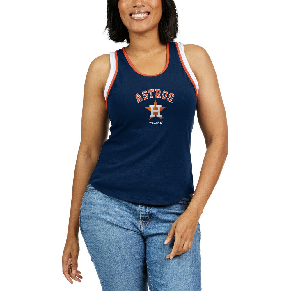 Navy Houston Astros WEAR by Erin Andrews Women's Colorblock Racerback Tank Top