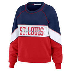 Navy/Red St. Louis Cardinals WEAR by Erin Andrews Women's Color Block Crew Neck Pullover Sweatshirt