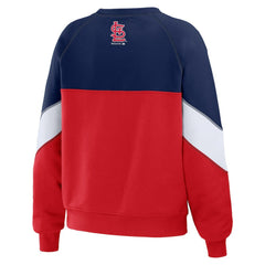 Navy/Red St. Louis Cardinals WEAR by Erin Andrews Women's Color Block Crew Neck Pullover Sweatshirt