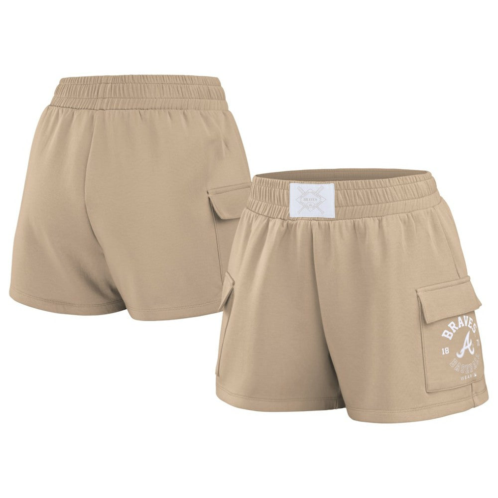 Tan Atlanta Braves WEAR by Erin Andrews Women's Shorts