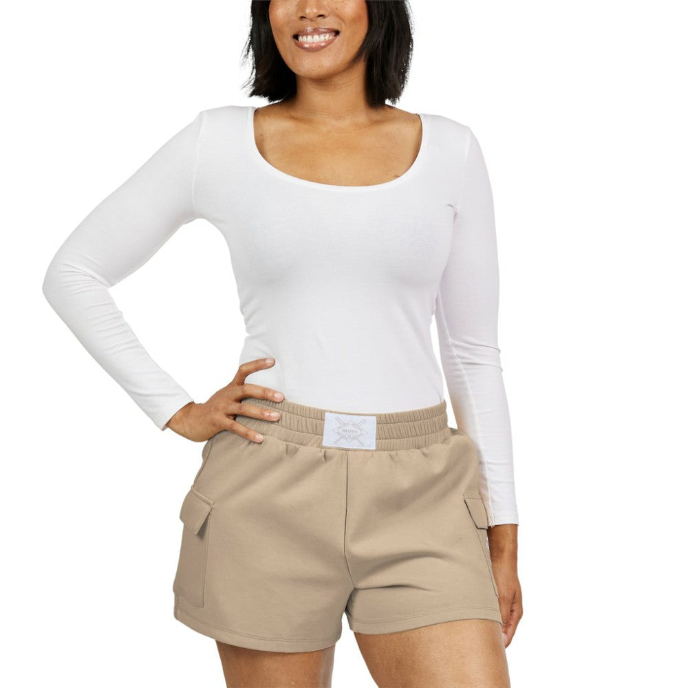 Tan Atlanta Braves WEAR by Erin Andrews Women's Shorts