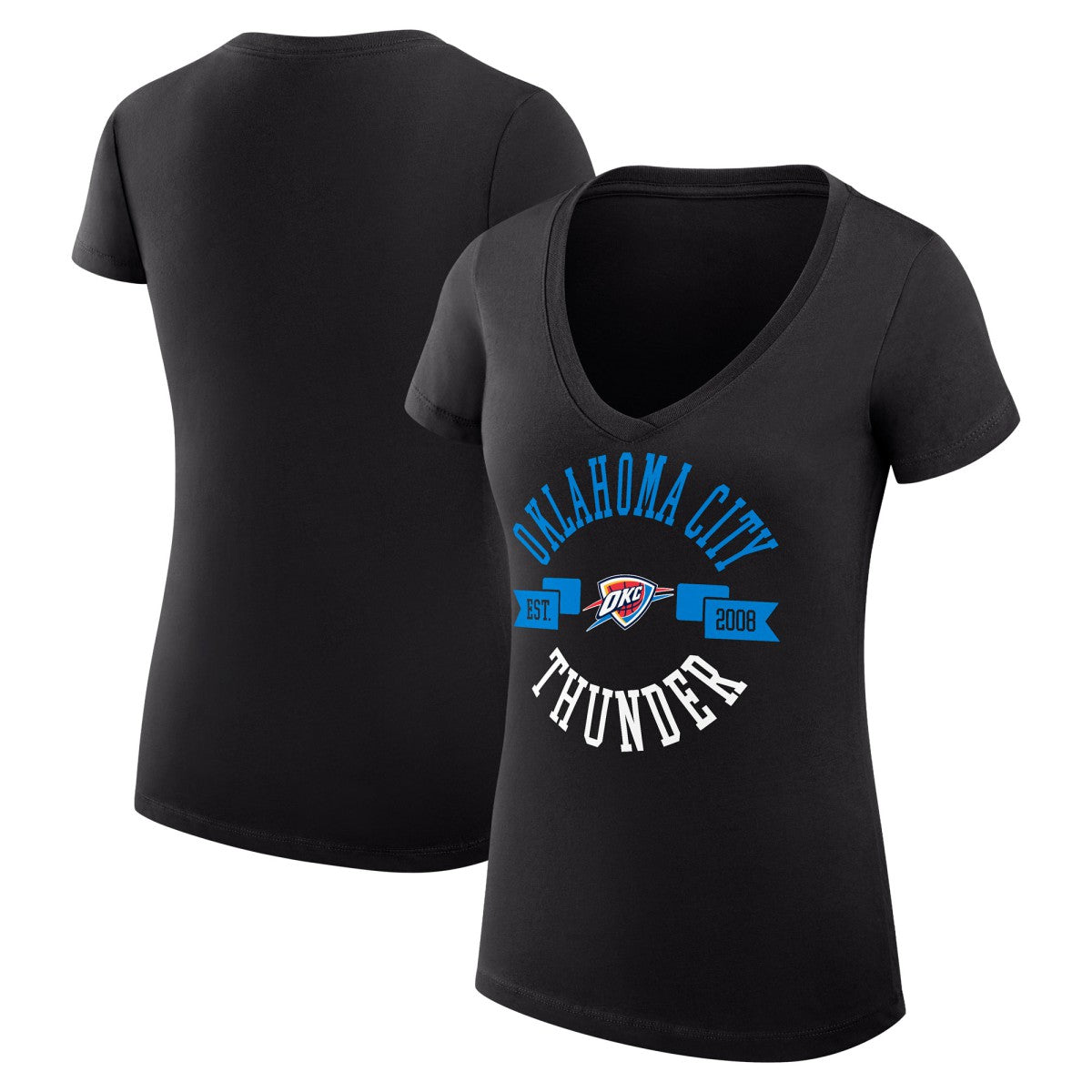 Oklahoma City Thunder G-III 4Her by Carl Banks Women's Super-Slim Fit Lightweight Large City Logo V-Neck T-Shirt