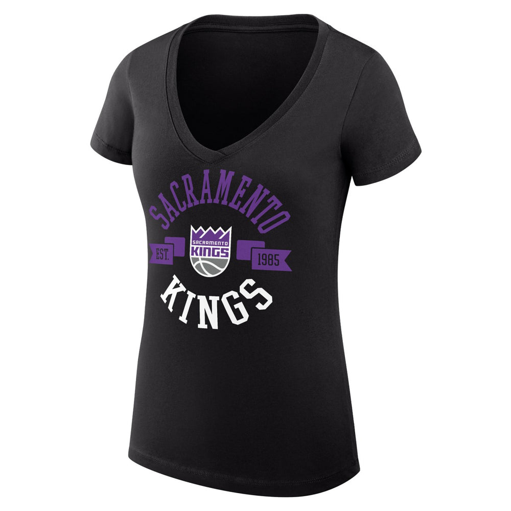 Sacramento Kings G-III 4Her by Carl Banks Women's Super-Slim Fit Lightweight Large City Logo V-Neck T-Shirt