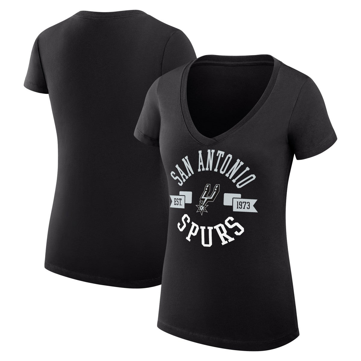 San Antonio Spurs G-III 4Her by Carl Banks Women's Super-Slim Fit Lightweight Large City Logo V-Neck T-Shirt