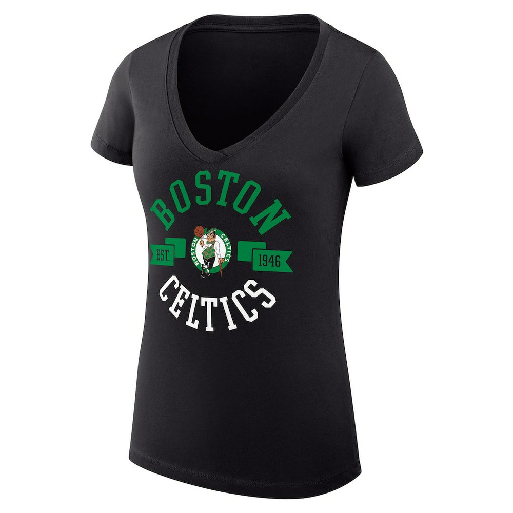 Boston Celtics G-III 4Her by Carl Banks Women's Super-Slim Fit Lightweight Large City Logo V-Neck T-Shirt