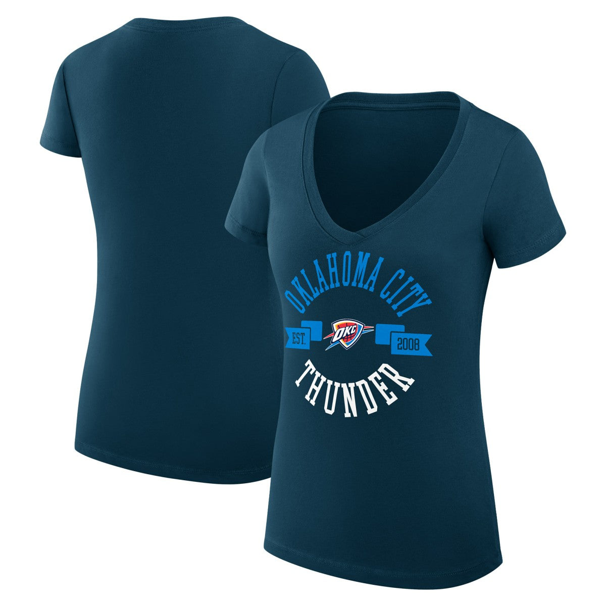 Oklahoma City Thunder G-III 4Her by Carl Banks Women's Super-Slim Fit Lightweight Large City Logo V-Neck T-Shirt