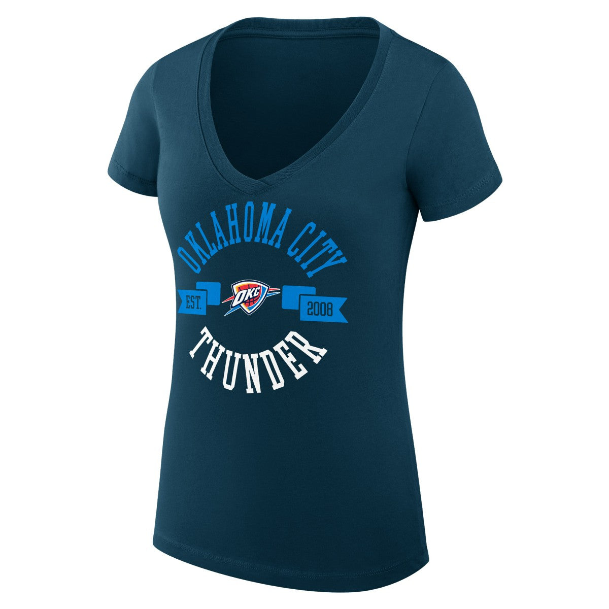 Oklahoma City Thunder G-III 4Her by Carl Banks Women's Super-Slim Fit Lightweight Large City Logo V-Neck T-Shirt