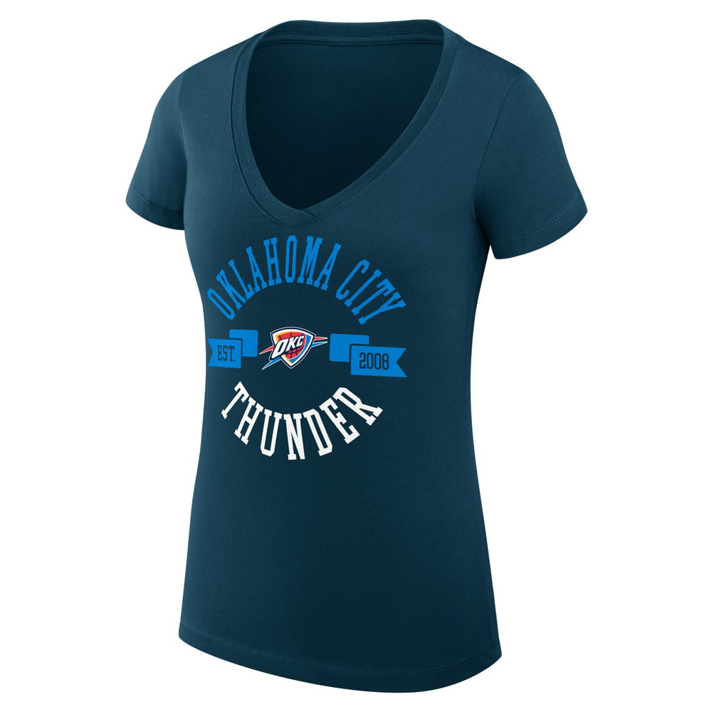 Oklahoma City Thunder G-III 4Her by Carl Banks Women's Super-Slim Fit Lightweight Large City Logo V-Neck T-Shirt