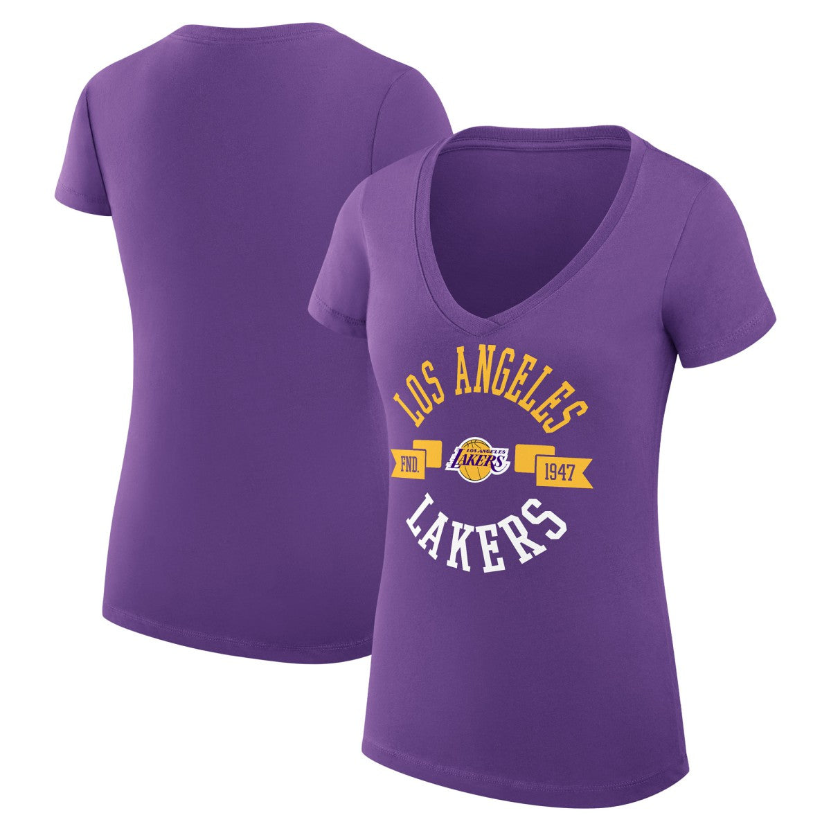 Los Angeles Lakers G-III 4Her by Carl Banks Women's Super-Slim Fit Lightweight Large City Logo V-Neck T-Shirt