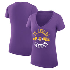 Los Angeles Lakers G-III 4Her by Carl Banks Women's Super-Slim Fit Lightweight Large City Logo V-Neck T-Shirt