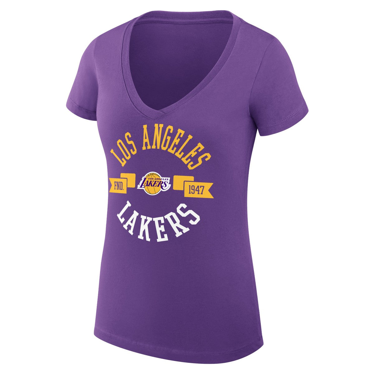 Los Angeles Lakers G-III 4Her by Carl Banks Women's Super-Slim Fit Lightweight Large City Logo V-Neck T-Shirt