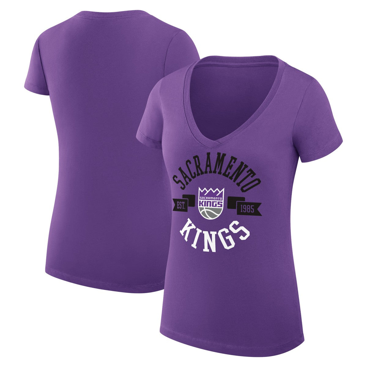 Sacramento Kings G-III 4Her by Carl Banks Women's Super-Slim Fit Lightweight Large City Logo V-Neck T-Shirt