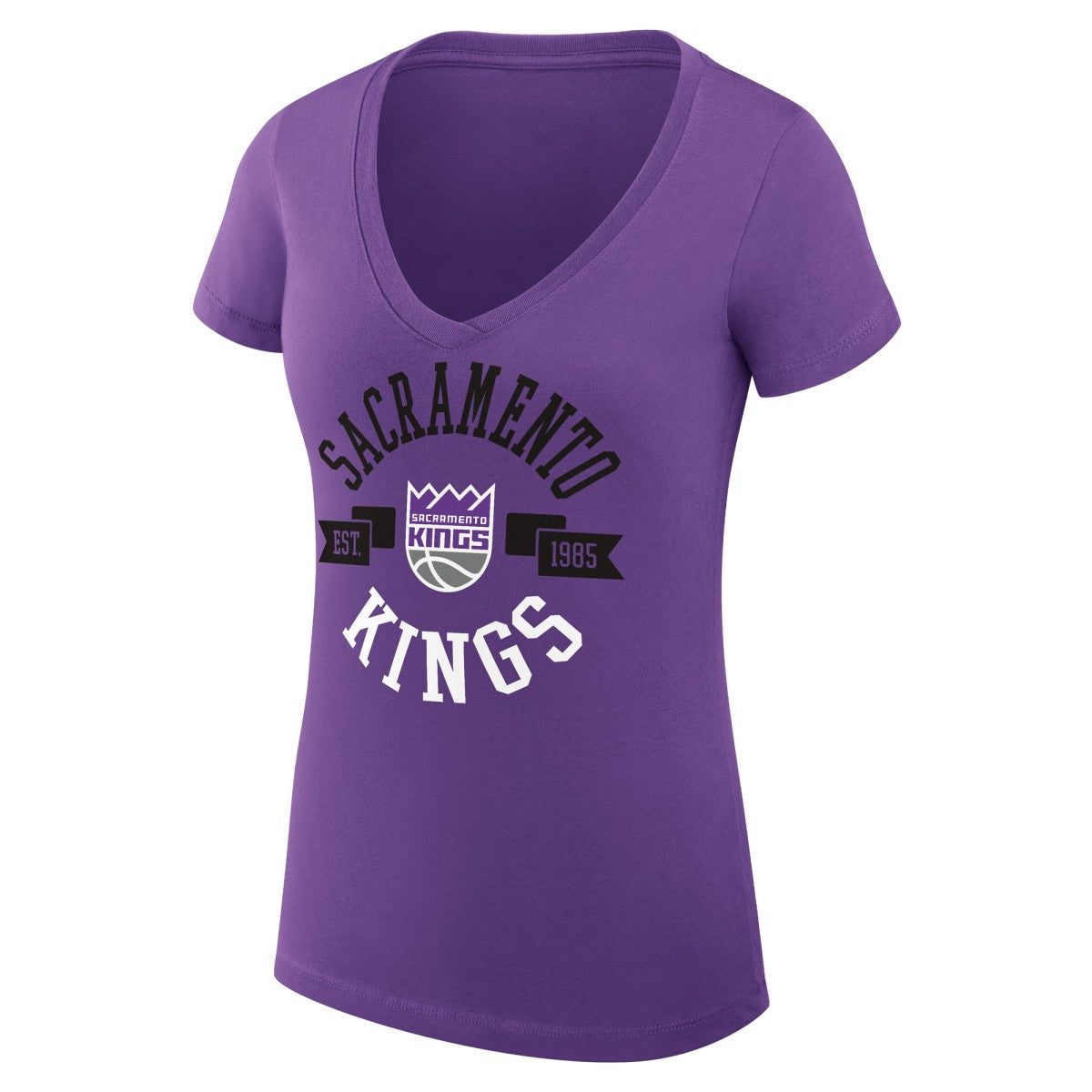 Sacramento Kings G-III 4Her by Carl Banks Women's Super-Slim Fit Lightweight Large City Logo V-Neck T-Shirt