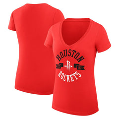 Houston Rockets G-III 4Her by Carl Banks Women's Super-Slim Fit Lightweight Large City Logo V-Neck T-Shirt