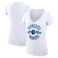 Minnesota Timberwolves G-III 4Her by Carl Banks Women's Super-Slim Fit Lightweight Large City Logo V-Neck T-Shirt